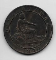 Spain 10 Centavos 1870  Km 663    Vf - First Minting