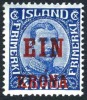 Iceland #150 Mint Hinged 1kr Surcharge On 40a From 1926 - Unused Stamps