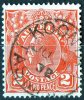 Australia 1926 King George V 2d Red Small Multiple Wmk Used - Koonya Tasmania - Used Stamps