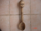 Cuillère Ethnique Afrique De L'ouest Baoulé,,côte D'Ivoire ,L:42,5 Cms ,début XX ème - Afrikanische Kunst