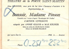 Spectacle/ThéâtrePorte St Martin/PARIS/Invitation/"Bonsoir Mme Pinson"/Max REGNIER/1963      VP410 - Ohne Zuordnung