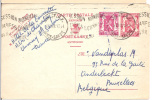 ENTIER 132 A (antwoordgedeelte)  + Bijfrankering "1 Fr.) Met FRANSE Stempel "ANNECY   8.VII.49" Naar ANDERLECHT - Cartes Postales 1934-1951