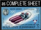 CV:€224.00  2x ADEN-Qu´ Aiti  State In Hadhramaut 1967, Olympics Grenoble Bobsleighting Air Mail 35Fils, Imperf.sheet:70 - Winter 1968: Grenoble