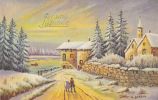 - Carte Bonne Année - Promeneurs Dans Paysage De Neige - Beraud - - Beraud