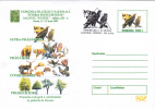 BEAR,OWLS, OURS, WOLF, BIRDS, DEER, TREES, 2002, COVER STATIONERY, ENTIER POSTAL, OBLITERATION CONCORDANTE, ROMANIA - Owls