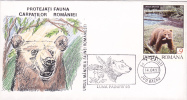 BEAR, OURS 1993, SPECIAL COVER, OBLITERATION CONCORDANTE, ROMANIA - Bears