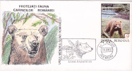 BEAR, OURS 1993, SPECIAL COVER, OBLITERATION CONCORDANTE, ROMANIA - Orsi