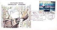 DEER, GIBIER, 1993, SPECIAL COVER, OBLITERATION CONCORDANTE, ROMANIA - Wild