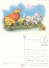 JESUS HAS RESURECTED, CHICKEN, CAT, MUSHROOMS,COMICS, 1990, CARD STATIONERY, ENTIER POSTAL, UNUSED, ROMANIA - Easter