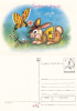 HAPPY HOLYDAYS, BUTTERFLY, CAT, 1990, CARD STATIONERY, ENTIER POSTAL, UNUSED, ROMANIA - Easter