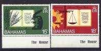 Bahamas, Year 1974, Mi 364-365 With Sheet Margin, 25th Anniversary University, MNH ** - Bahama's (1973-...)