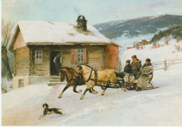 Norway Postal Stationery 2004 Christmas Painting - Nils Hansteen 'Trip To Church' - Axel Ender 'Walking Tour' ** - Postwaardestukken