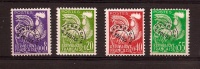 PRÉOS YVERT SÉRIE 119 À 122 TYPE COQ GAULOIS LES 4 VALEURS *DISCRÈTE ET ** - 1953-1960