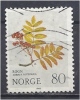 NORWAY 1980 Flowers - 80ore - Rowan Berries (Sorbus Aucparia) FU - Usati