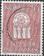 NORWAY 1970 25th Anniv Of United Nations - 70ore Hands Reaching For Globe FU - Oblitérés