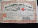 Action " Titre De 5 Actions " Cape Cooper Cy LTD"London 1888 Signée Main Capital 600000£. - Mines