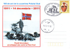 EXPLORERS,ROALD AMUNDSEN,  OF South Pole,POLAR DOG, 2011 PC ANNIVERSARY OBLIT.CONCORDANTE ROMANIA. - Onderzoekers