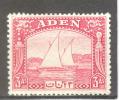 (SA0491) ADEN, 1937 (Dhow, 3a., Carmine Rose). Mi # 6. MLH* Stamp - Aden (1854-1963)