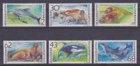 BULGARIA 1.991  Lote 6 Sellos "MAMIFEROS MARINOS"    Ballenas-Delfines Nuevos   S-170 - Dolphins