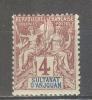 (SA0656) ANJOUAN, 1892 ("Tablet"-type, 4c., Claret And Blue On Lavender). Mi # 3. Mint Hinged* Stamp - Nuovi