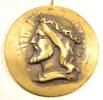 Ancien Bronze / Laiton En Médaillon, Jésus Christ - Bronces