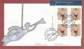 Canada FDC Scott #1815 Upper Left Plate Block 46c Angel With Drum - Christmas Victorian Angels - 1991-2000