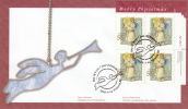 Canada FDC Scott #1817 Upper Right Plate Block 95c Angel With Candle - Christmas Victorian Angels - 1991-2000