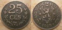Lussemburgo  25  Centimes  1920  Iron  Rara  Scarce !!! - Luxemburg