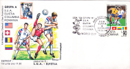 FOOTBALL WORLD CUP, USA, 1994, SPECIAL COVER, OBLITERATION CONCORDANTE, ROMANIA - 1994 – États-Unis