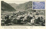 CM ANDORRE # 1952 # ANDORRE LA VIEILLE # CAPITALE DES VALLEES # PRINCIPAUTE # PAYSAGE # 10F BLEU - Maximumkarten (MC)