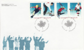 Canada FDC Scott #1939a Strip Of 4 48c Winter Olympics: Speed Skating, Curling, Aerial Skiing, Women's Ice Hockey - 2001-2010
