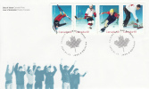 Canada FDC Scott #1939a Strip Of 4 48c Winter Olympics: Speed Skating, Curling, Aerial Skiing, Women´s Ice Hockey - Hiver 2002: Salt Lake City