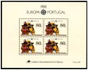 Portugal 1988 Europa CEPT Transportation Mail Coach Horses Souvenir Sheet Bloque Bloc Bloco Nº 93 MNH - 1988