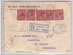 1923 - ENVELOPPE RECOMMANDEE CHARGEE De LONDON Pour ST BLASIEN (SCHWARZWALD) - Cartas & Documentos