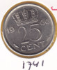 @Y@   Nederland   Kwartje  25 Cent  1966   Pr     (1741) - 1948-1980 : Juliana