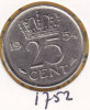 @Y@   Nederland   Kwartje  25 Cent  1954  Pr    (1752) - 1948-1980 : Juliana