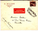 N°645 BRUXELLES 1-12.I.45 S/lettre EXPRES V.Bxl.GRIFFE N CONTROLE/TOEZICHT - Guerre 40-45 (Lettres & Documents)