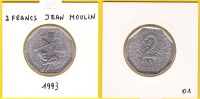 CINQUIÈME RÉPUBLIQUE - 2 FRANCS JEAN MOULIN 1993 - Herdenking