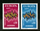 FRENCH ANDORRA - 1972 EUROPA CEPT SET OF 2 STAMPS FINE MNH ** - 1972
