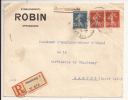 V907 - STRASBOURG 3 - BAS RHIN - 1924 - Entête ETS ROBIN- Recommandé Tarif 85 Ctes - Type SEMEUSE - - Sonstige & Ohne Zuordnung