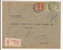 V912 - STRASBOURG PRINCIPAL - BAS RHIN - 1933  -  Recommandé Tarif 175 Ctes - Type SEMEUSE + PAIX- - Andere & Zonder Classificatie