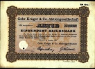 1928 Aktie Hist. Wertpapier , Gebr. Krüger & Co. Aktiengesellschaft  - 100 Einhundert Reichsmark - Industrial