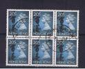 RB 846 - Hong Kong 1992 - 20c Block Of 6 Fine Used Stamps - SG 722b - Gebruikt
