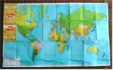 JRO Landkarte Welt Politisch - 122 X 73 Cm - Ca. 1960   -  Maßstab 1 : 30.000.000 - Wereldkaarten