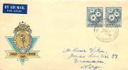 1959  2/- Flannel Flower Definitive Generic Hermes Cachet SG 323 Pair To Norway - FDC