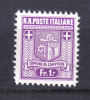 R673 - CAMPIONE 1944 , 1 Franco Violetto Dent  11 1/2  *  Linguellato. Molto Fresco E Raro - Ortsausgaben/Autonome A.