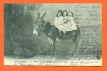 Carte Postale Fantaisie     "  Ane Et 3 Petites Filles  "  Carte Precurseur - Anes