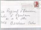 France Lettre Flamme PTT Le Contact CAD Mérignac 29-1-1987 /TP 2376 Seul  Variété ? Bande Phosphore & Couleur Dégradée - Briefe U. Dokumente