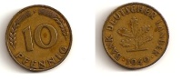 10 Pfennig – Allemagne – 1949 F – Banque Des Etats Allemands – Atelier De Stuttgart F – Cuivre – Etat TTB – KM 103 - 10 Pfennig