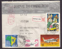 Brazil Registered Recommandée Einschreiben JOURNAL DO COMMERCIO Stamps & Meter Stamp CRECIFE 1970 Cover To LUND Sweden - Covers & Documents